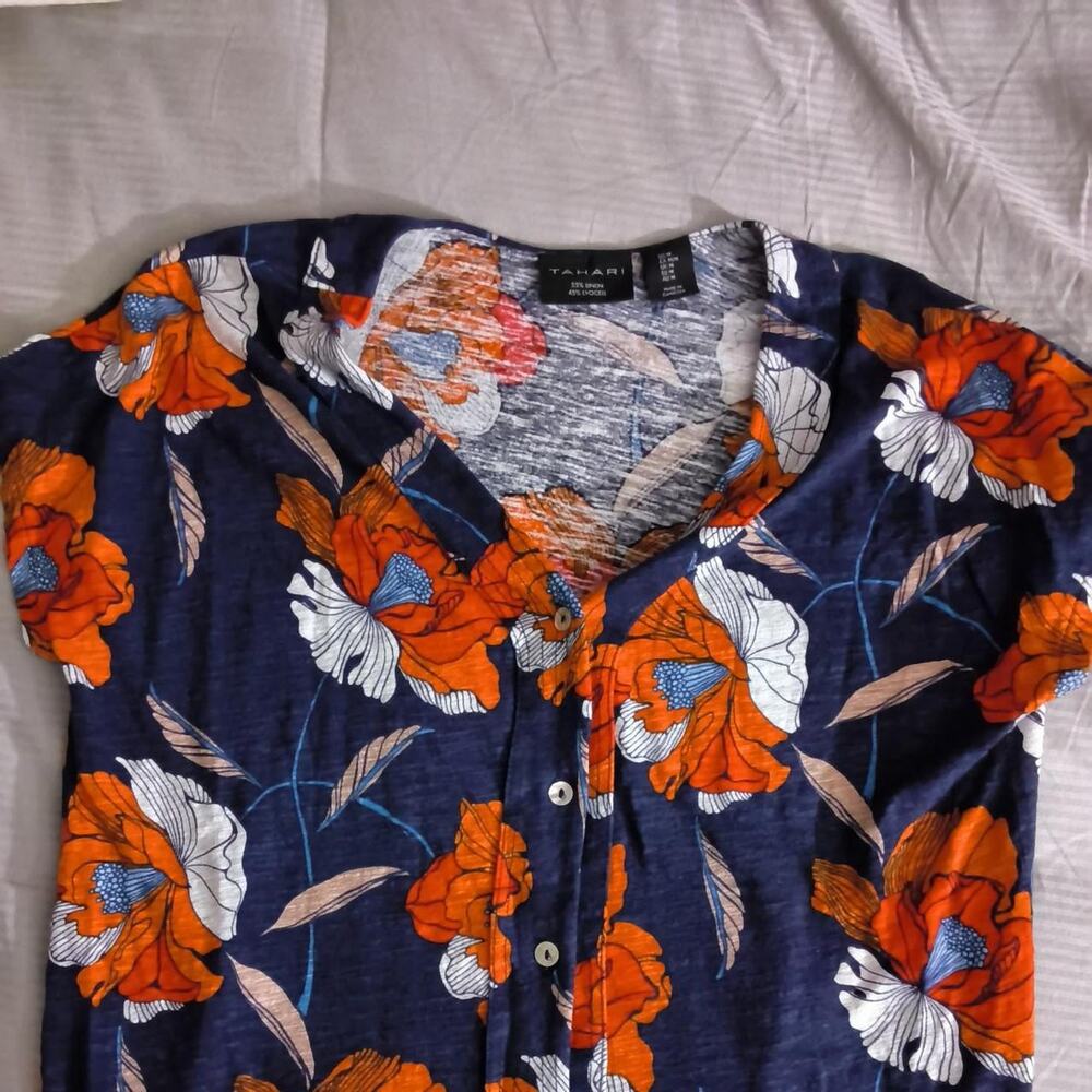 Medium tahari linen blend floral